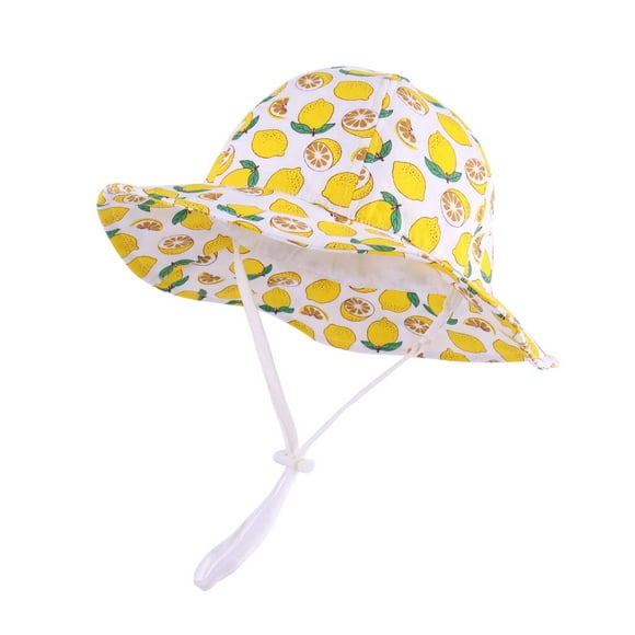 LSLJS Summer Kids Colorful Fruit Print Sun Protection Hat Fisherman Hat with Hat Rope, Kids Hat on Clearance
