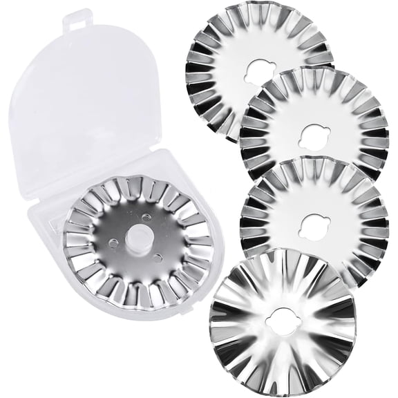 CURYMAY 5 Pinking Rotary Cutter,45mm Wavy Replacement Blades & Refill,Compatible with Fabric Cutting Blades for Quilting Sewing Arts & Crafts,for Pinking Shears & Fiskars Rotary Cutter,5-Pack