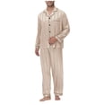 thumbnail image 2 of RYDCOT Couples Matching Pajamas Silk Long Sleeve Sleepwear Satin Soft Button Down Loungewear Pjs Set Rose Gold, 2 of 6