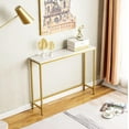 thumbnail image 4 of Console Table for Entryway, Faux Marble MDF Sofa Table with Golden Frame (Single Layer, White Marble), 4 of 8