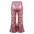 thumbnail image 3 of iiniim Kids Shiny Metallic Flare Pants Girls Elastic Waistband Wide Leg Bell Bottom for Performance Party, 3 of 7