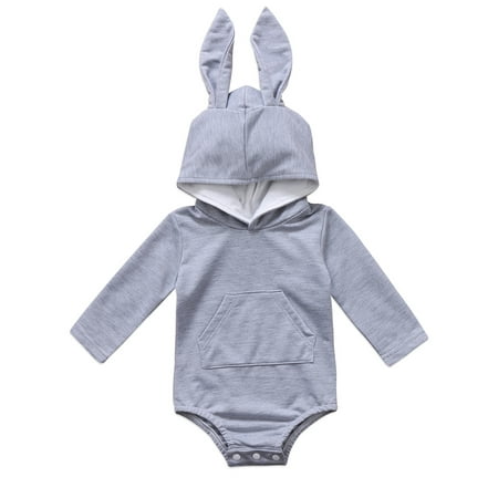 

Jxzom Easter Baby Boy Girl Long Sleeve Rabbit Bunny Hooded Romper Jumpsuit Clothes