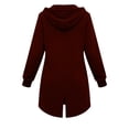 thumbnail image 4 of Zylanna Women's Long Full Zip Hoodie Sweatshirts, Adjustable Drawstring Soft & Stretchy Oversized with Pockets Casual Winter Coat Jacket Cardigan for Outerwear Wine, 4 of 9