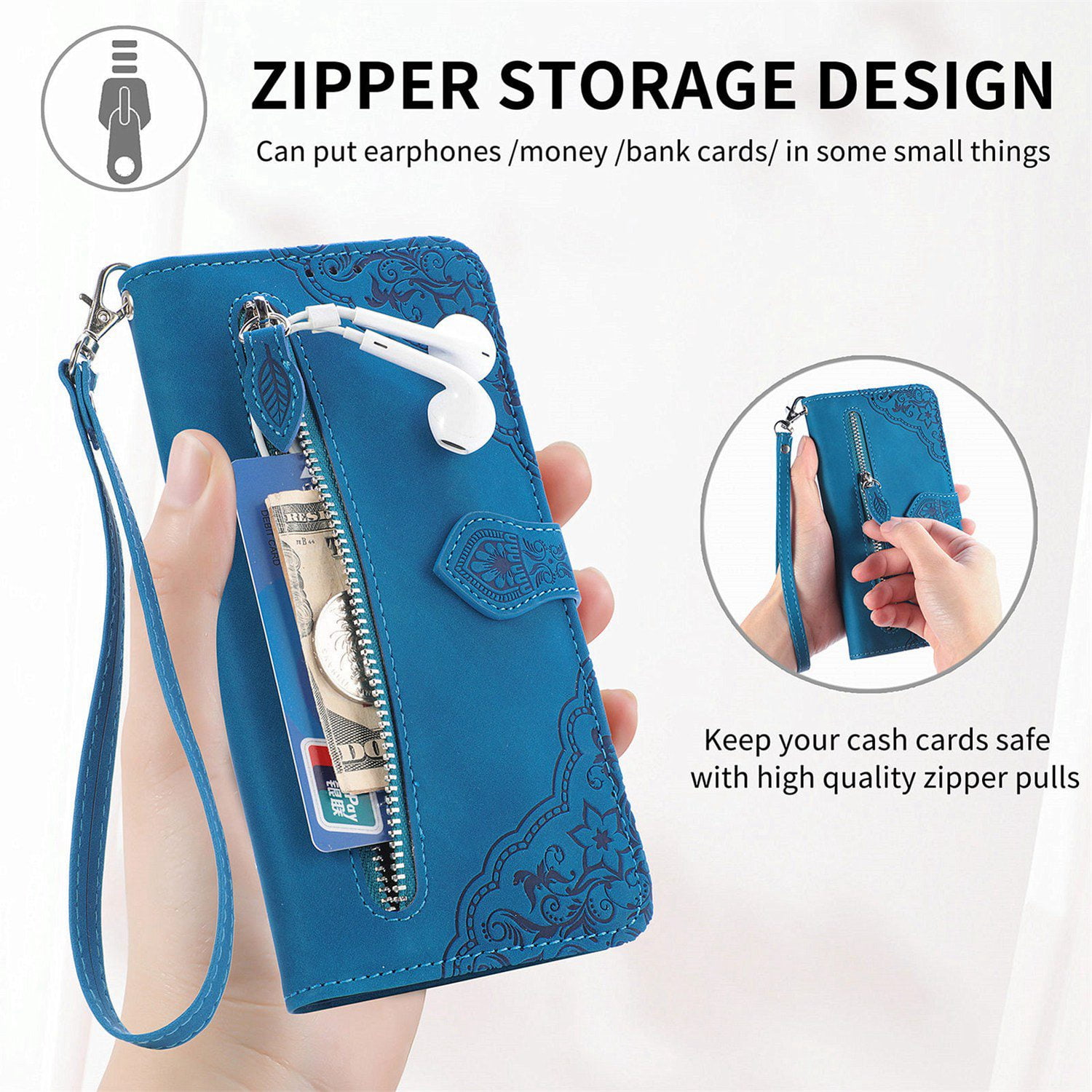 ETFAST Wallet Multi Card Slot Flip Zipper Leather Case For OPPO Find X7 Ultra Find X6 Pro Find X5 Pro X5Lite Phone case
