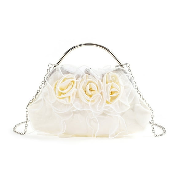 Osdhezcn Womens Chain Strap Crossbody Bag Evening Clutch Bag Elegant Flower Evening Handbag Satins Purse Shoulder Bag for Party
