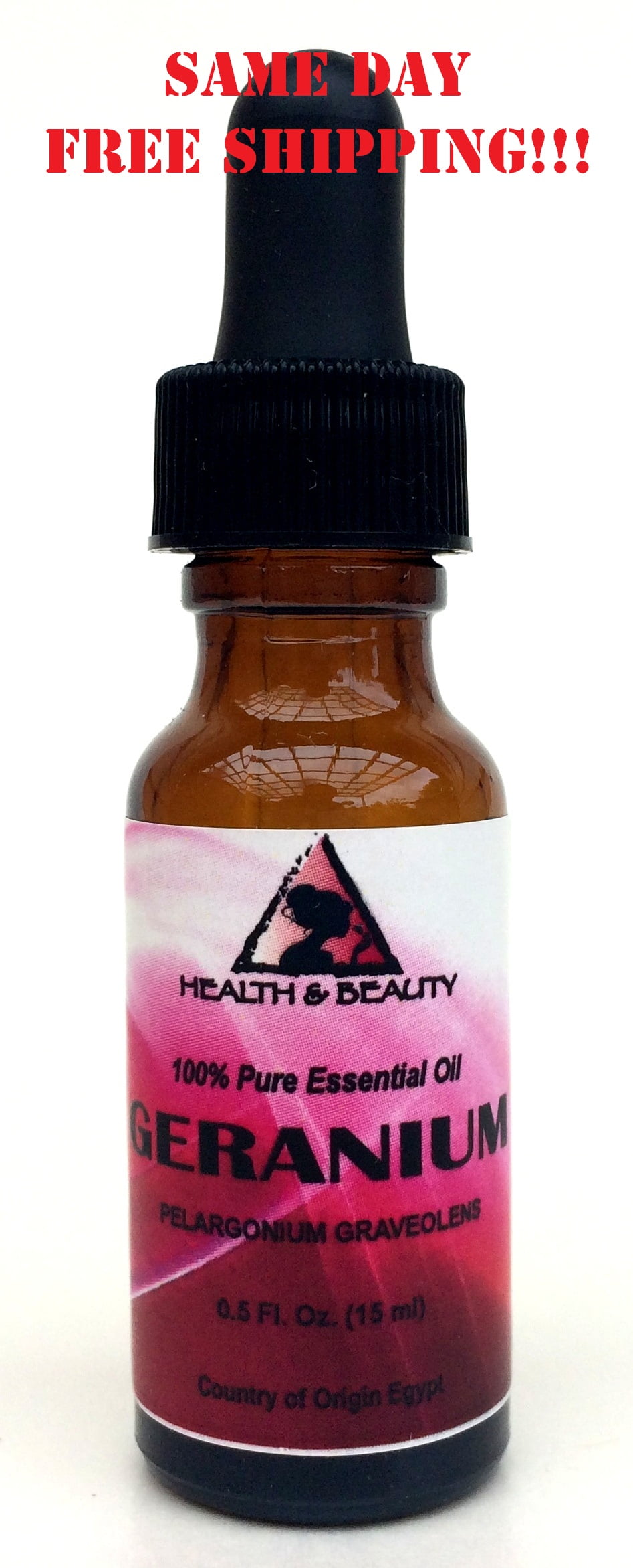 GERANIUM ESSENTIAL OIL AROMATHERAPY 100% PURE NATURAL GLASS DROPPER 0.5 OZ 15 ML