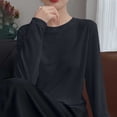 thumbnail image 3 of gbyLJF Womens Lightweight Long Sleeve Shirts Loose Comfy Crewneck Tops Casual Basic Fall T-Shirts, 3 of 5