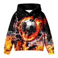 thumbnail image 4 of Kiijoy Boys Casual Hoodie Soccer Graphic Pullover Sweatshirt, Black, Sizes 4-5T, 4 of 5