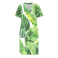 thumbnail image 3 of Rciityk Women's Summer V Neck T-Shirt Dress -Short Sleeve Rolled Cuff Mini Dress Casual Loose Fits Floral Print Beach Tunic Dress, 3 of 8
