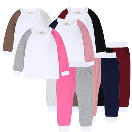 

KYAIGUO Toddler Kids Boys Girls Sweatsuit Loungewear Outfit Long Sleeve Sweatshirt Pajamas Spring Fall Round Neck Sleepwear Set for 3 Months-13 Years Old