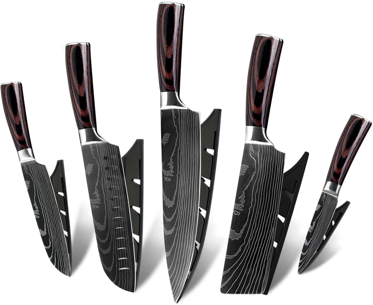 5 Pieces Chef Knife Set Professional, MDHAND Professional Stainless