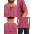 thumbnail image 7 of DARING DIVA Men's Ripped Henley Retro Short Sleeve Button Down T-Shirt S Red, 7 of 7