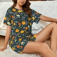 thumbnail image 4 of Susaid Pumpkin Print Women's Pajama Set, Button-Up Sleepwear with Elastic Waist Shorts, Perfect for Lounging, Yoga, Beach, and Casual Wear-3X-Large, 4 of 7