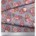 thumbnail image 2 of Soimoi Cotton Jersey Fabric Skull & Begonia Floral Printed Fabric 1 Yard 58 Inch Wide, 2 of 3