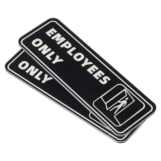 Letrero de Solo Empleados Uxcell 9"x3" Autoadhesivo para Información de Puerta para Negocios de Oficina, Paquete de 2 en Negro