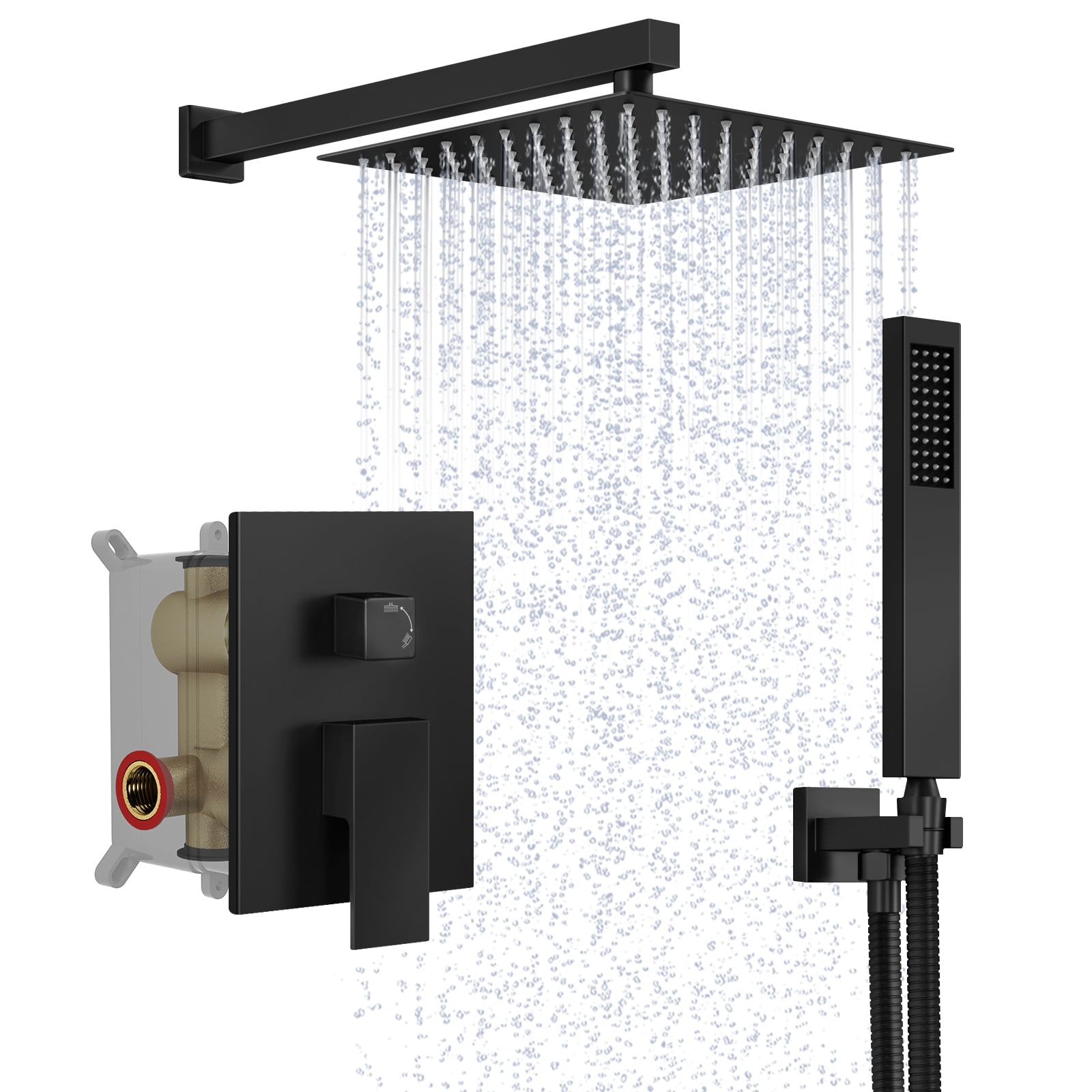 EVERSTEIN Shower Faucet Set 10 inch Rain Shower Head System with