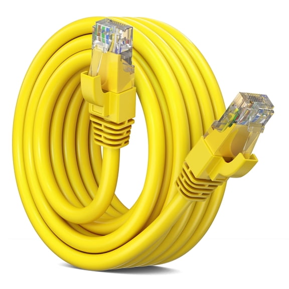 Ethernet Cable 10 ft CAT6 High Speed Internet Network LAN Cable Cord, Outdoor Waterproof (Yellow)