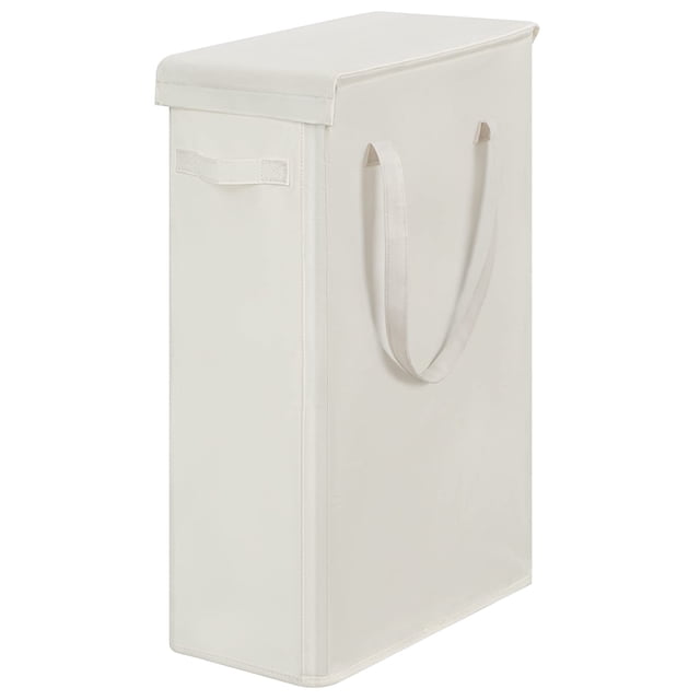 Cesto de ropa Chrislley de 60 litros con tapa estrecha de color beige, 62 cm de alto
