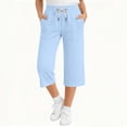 thumbnail image 2 of ATOGUTA Girl's Capris Pants Summer Loose Straight Leg Pants Elastic Waist Preppy Casual Trousers Blue, Size 5T-15, 2 of 8