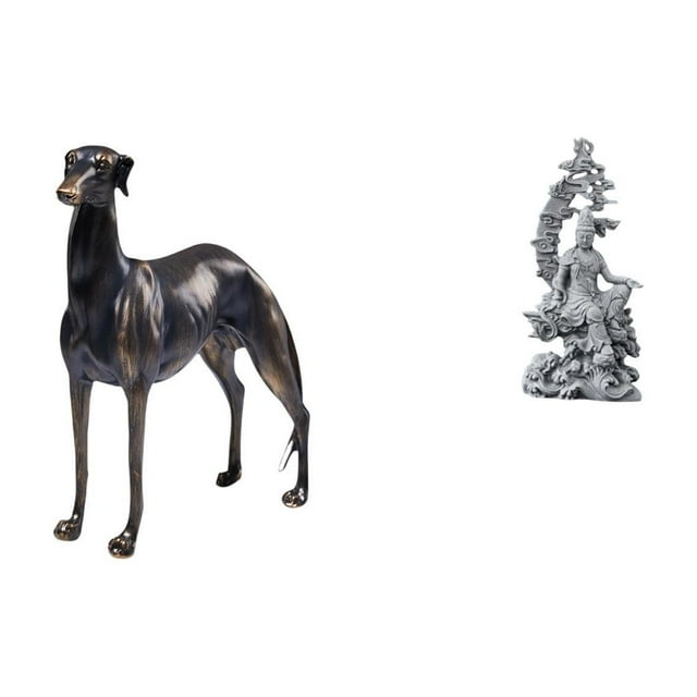 Estatua de perro de resina, figura de animal, escultura, adorno coleccionable, decoración de escritorio, hecha de resina con finos detalles, adecuada