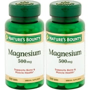 2 Pack - Nature's Bounty Magnesium 500 mg Tablets 100 Tablets Each