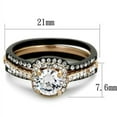 thumbnail image 2 of Luxe Jewelry Designs 3-Piece Women's Rose Gold and Black IP Stainless Steel Wedding Ring Set with CZ, 2 of 4