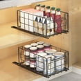 thumbnail image 5 of Pull Out Under Sink Storage Rack, Multi-functional Bathroom Shelf, Stainless Steel Spice Organizer with Hooks, Space-saving Kitchen Solution for Clutter-free Countertops., 5 of 6