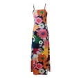 thumbnail image 3 of OYYN Women's A-Line Floral V-Neck Spaghetti Straps Sleeveless Maxi Dress, 3 of 3