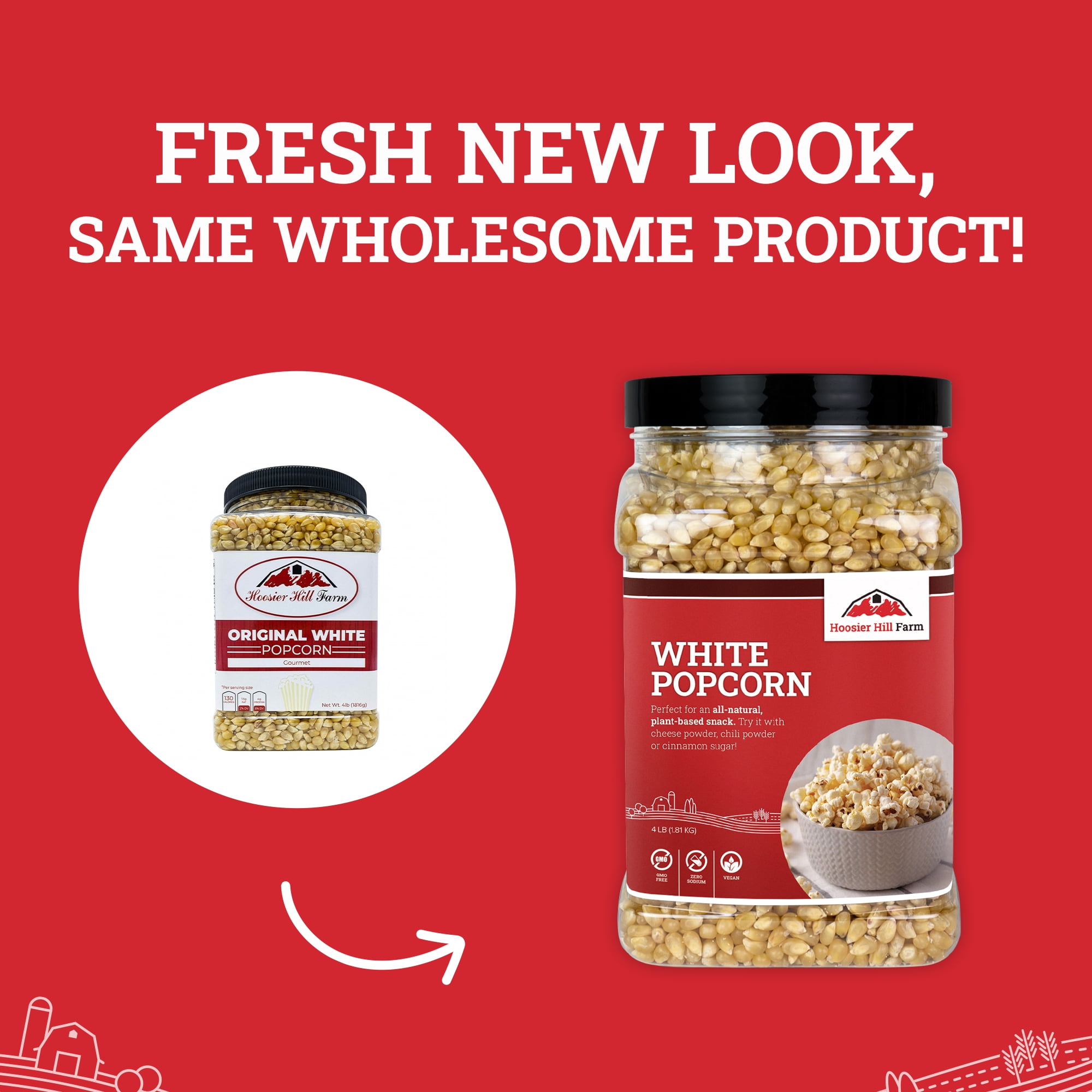 Hoosier Hill Farm White Popcorn, 4 lb Jar