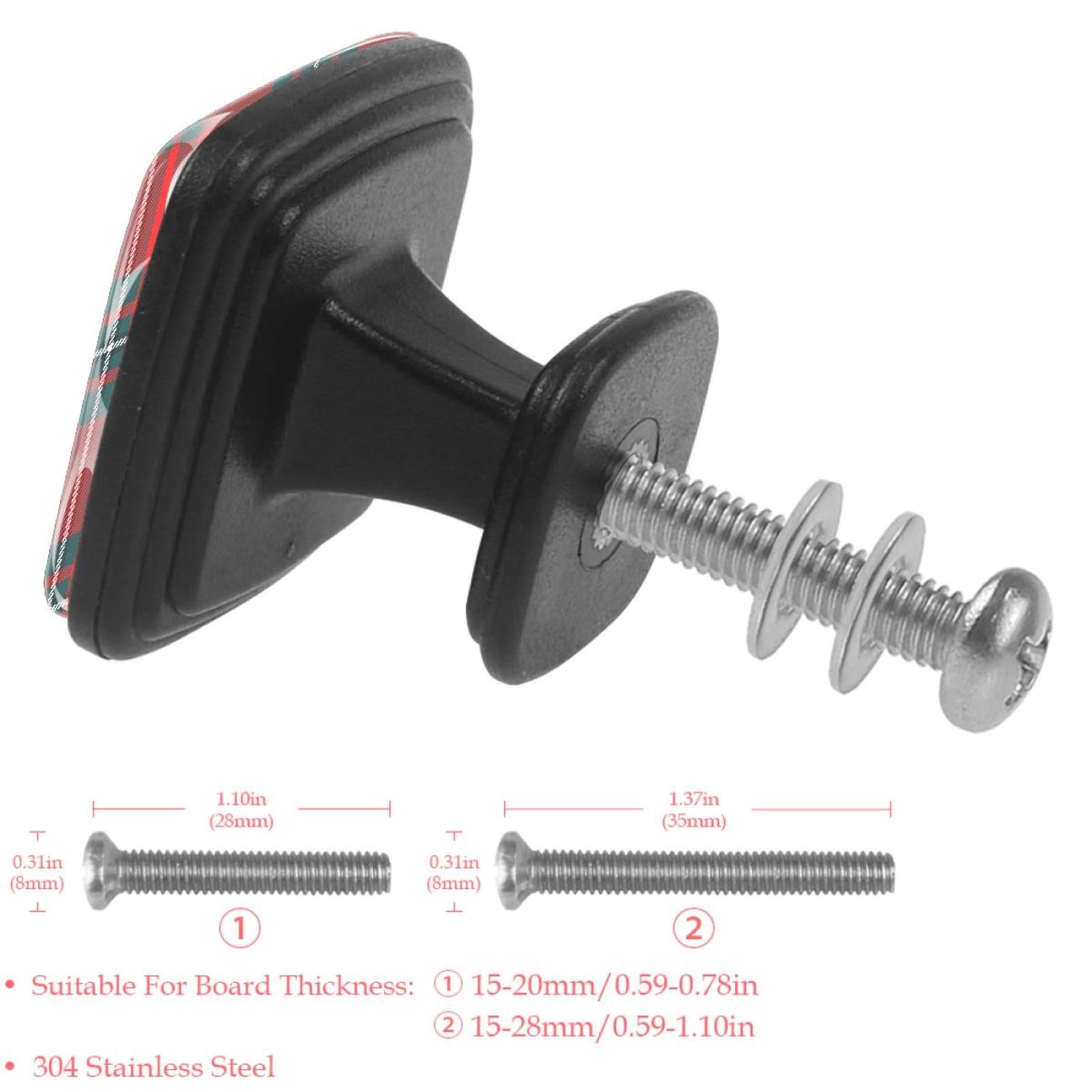 4 Pcs Square Cabinet Handle Cupboard Knob Drawer Pulls Handle Scottish Black Red Plaid Drawer Knobs with Screws Furniture Decoration