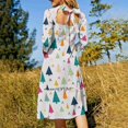 thumbnail image 3 of Christmas Tree Square Neck Dress Cute Loose Print Dresses Elegant Beach Party Dress Abstract Christmas Tree Paper Circles, 3 of 5