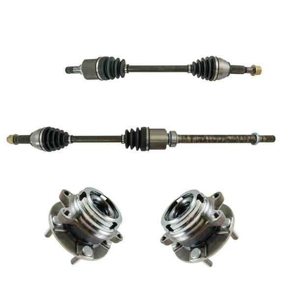 TRQ Front CV Axle Shafts & Wheel Hub Bearing Assemblies Set of 4 for Nissan CSA70787