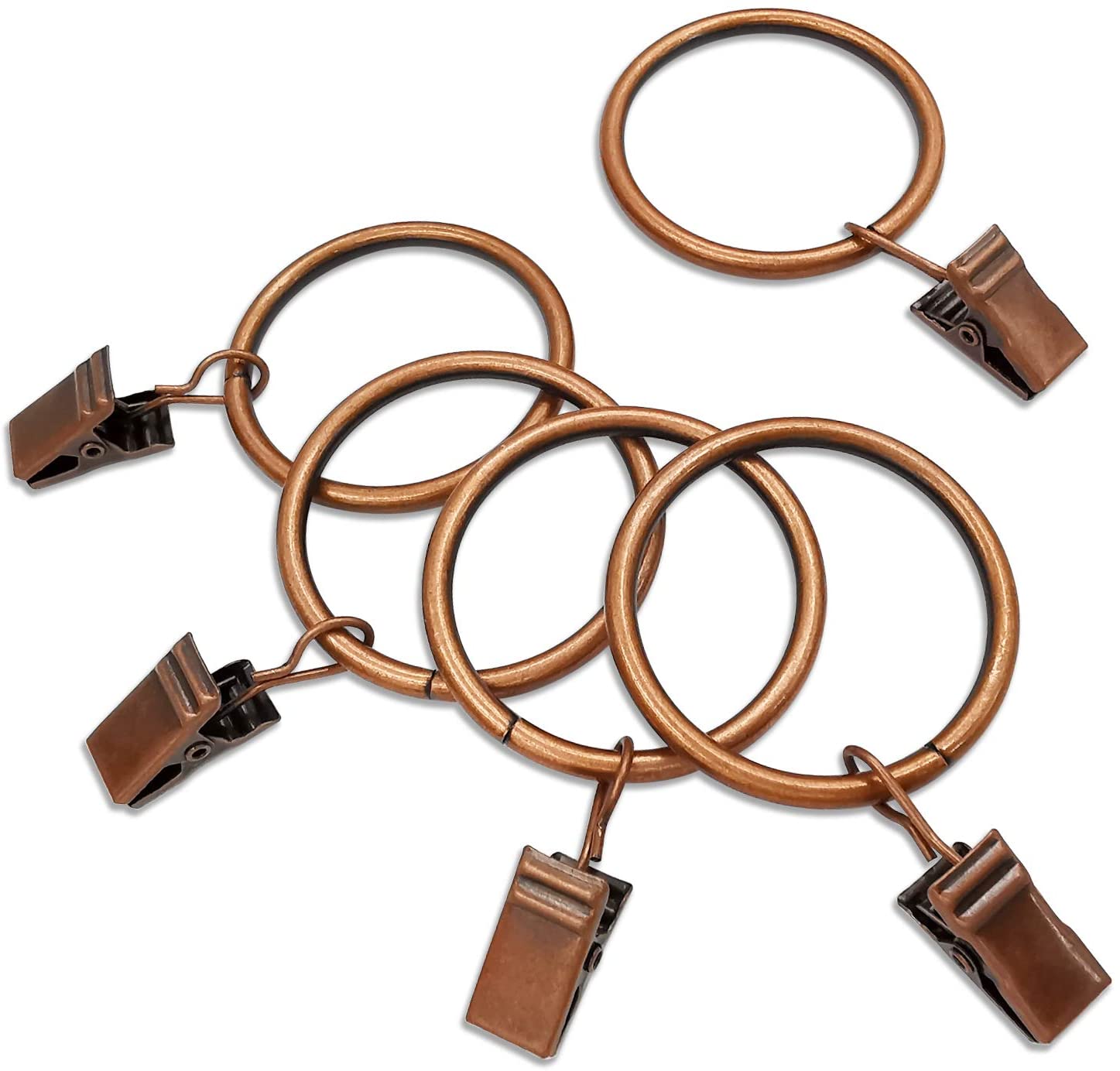 Summark 10PCS Metal Curtain Rings with Clips, Decorative Window Curtain