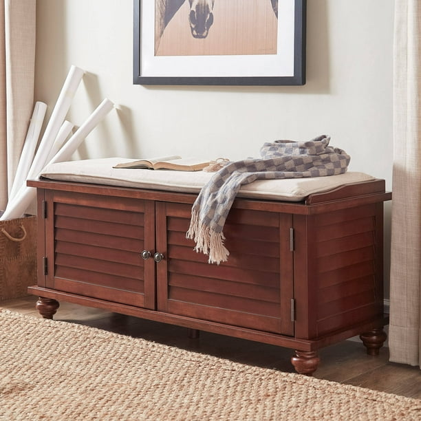 Weston Home Georgia Entryway Storage Bench With Cushion Espresso Com Georgia Entryway Storage Bench, Espresso Storage Bench
