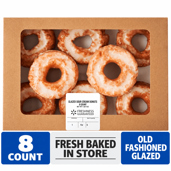 Freshness Guaranteed Glazed Sour Cream Donuts, 20 oz, 8 Count