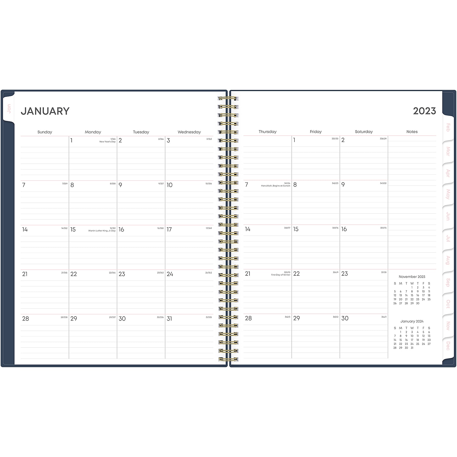 "Blue Sky 2024 Ashlyn 8.5"" x 11"" Navy Planner, Weekly & Monthly