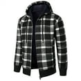 thumbnail image 2 of Brondbend Winter Coat for Men Men's Jackets for Fall Hooded Long Sleeved Zipper Pocket Outerwear Plaid Comfy Jacket Loose Fit Work Tops Black, 2 of 4