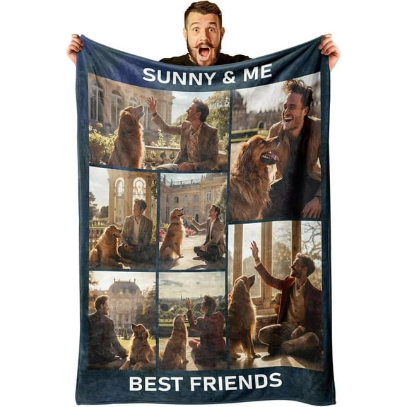 AISENIN Custom Blanket with 7 Photos Text Customized Blanket Thows Personalized Flannel Throw Blankets Custom Gift for Birthday Christmas Father's Day