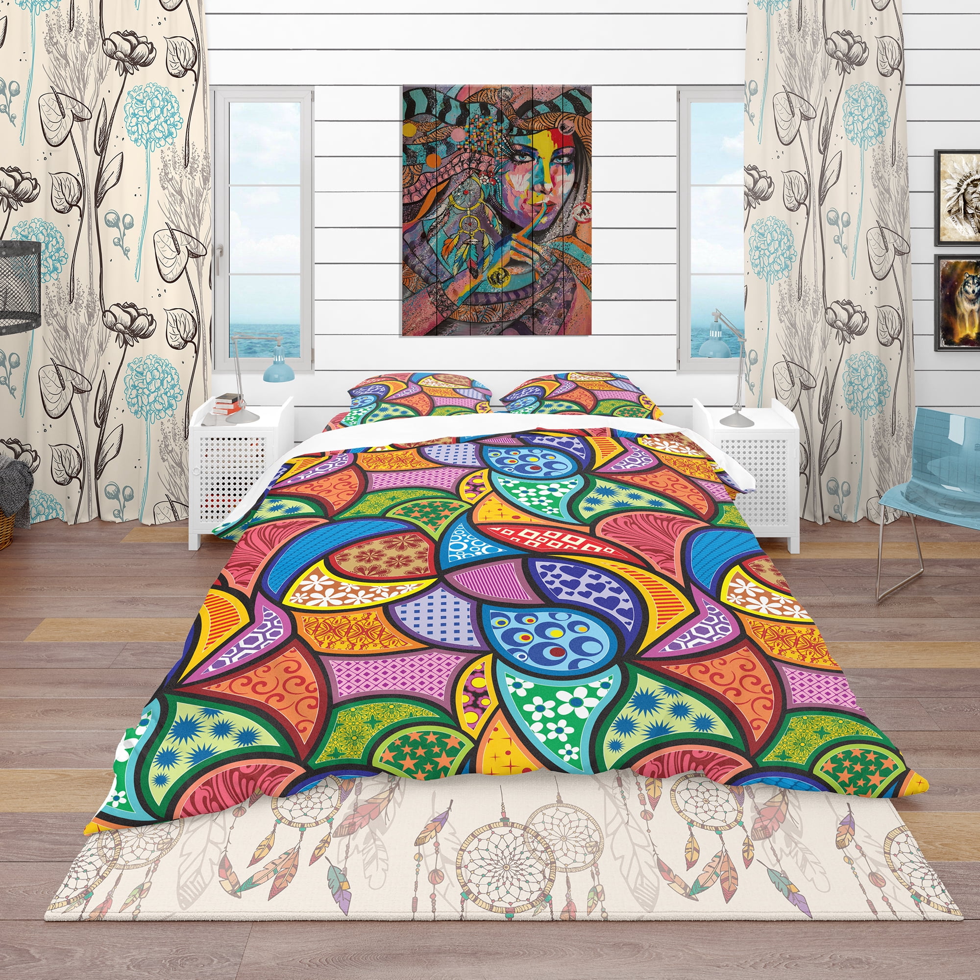 Designart 'Abstract Colorful Pattern' Bohemian & Eclectic Duvet Cover Set