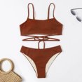 thumbnail image 4 of Gibobby Trajes de Baño para Mujer Stock Drop Bandage Push Up Bra Conjunto de bikini sexy para mujer Conjunto de traje de baño sólido Conjunto de bikini t(Café,CH), 4 of 5