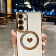 thumbnail image 2 of Feishell for Samsung Galaxy S24 Magnetic Case, Luxury Cute Love Heart Pattern Plating Electroplated Case, Compatible with MagSafe Soft TPU Shockproof Slim Phone Case - Blue, 2 of 10