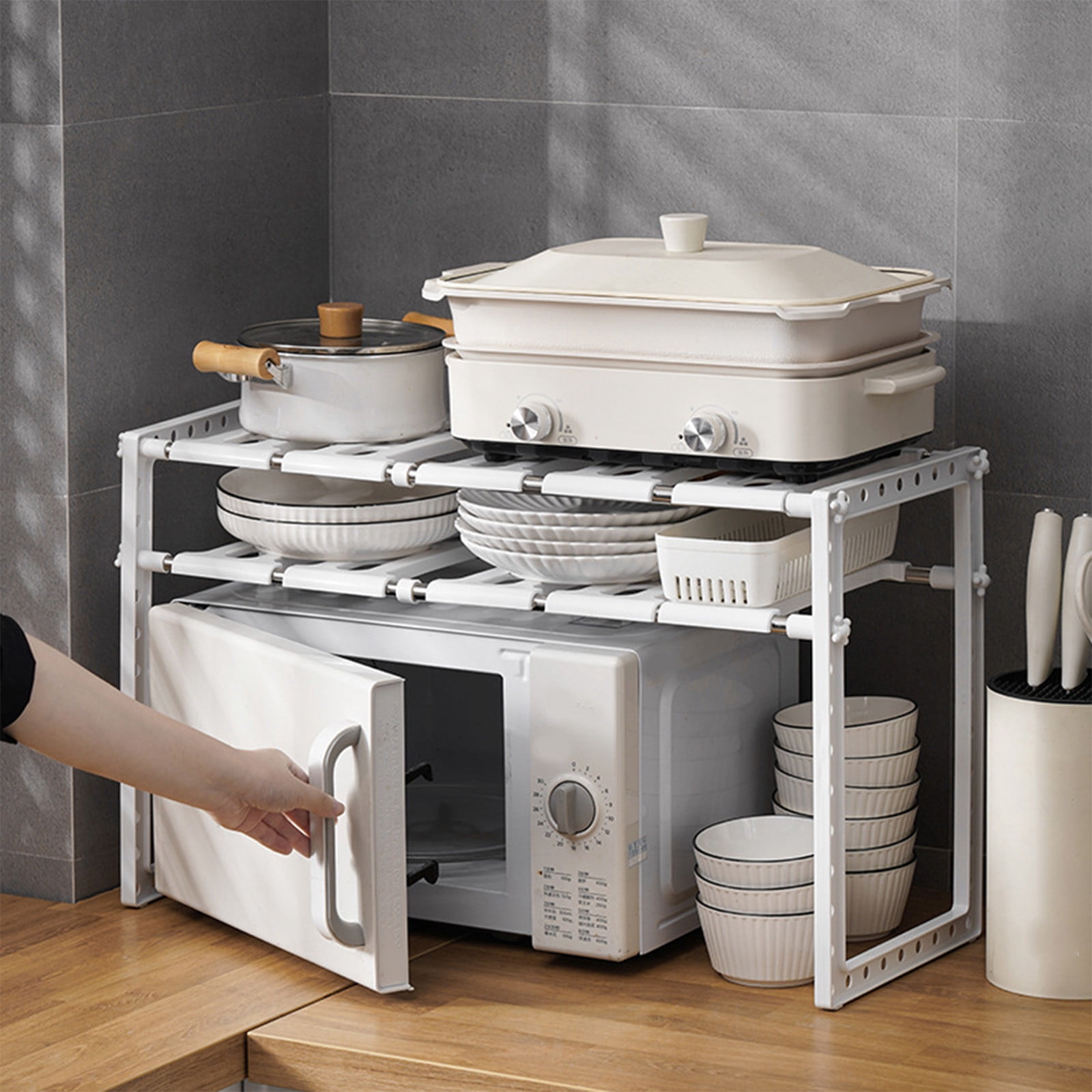 HongHeng Under Sink Organizer, 2 Tier Expandable Heavy Duty Metal Shelf, with Removable Panelsfor Under Kitchen Bathroom Sink Organizers and Storage