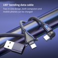 thumbnail image 3 of 180-degree Bending Data Cable PD60W Low Power Consumption Fast Charging Cable A+C to C Two-in-one Data Cable with Fast Transmission LED Indicator for Mobile Phone Notebook, 3 of 10