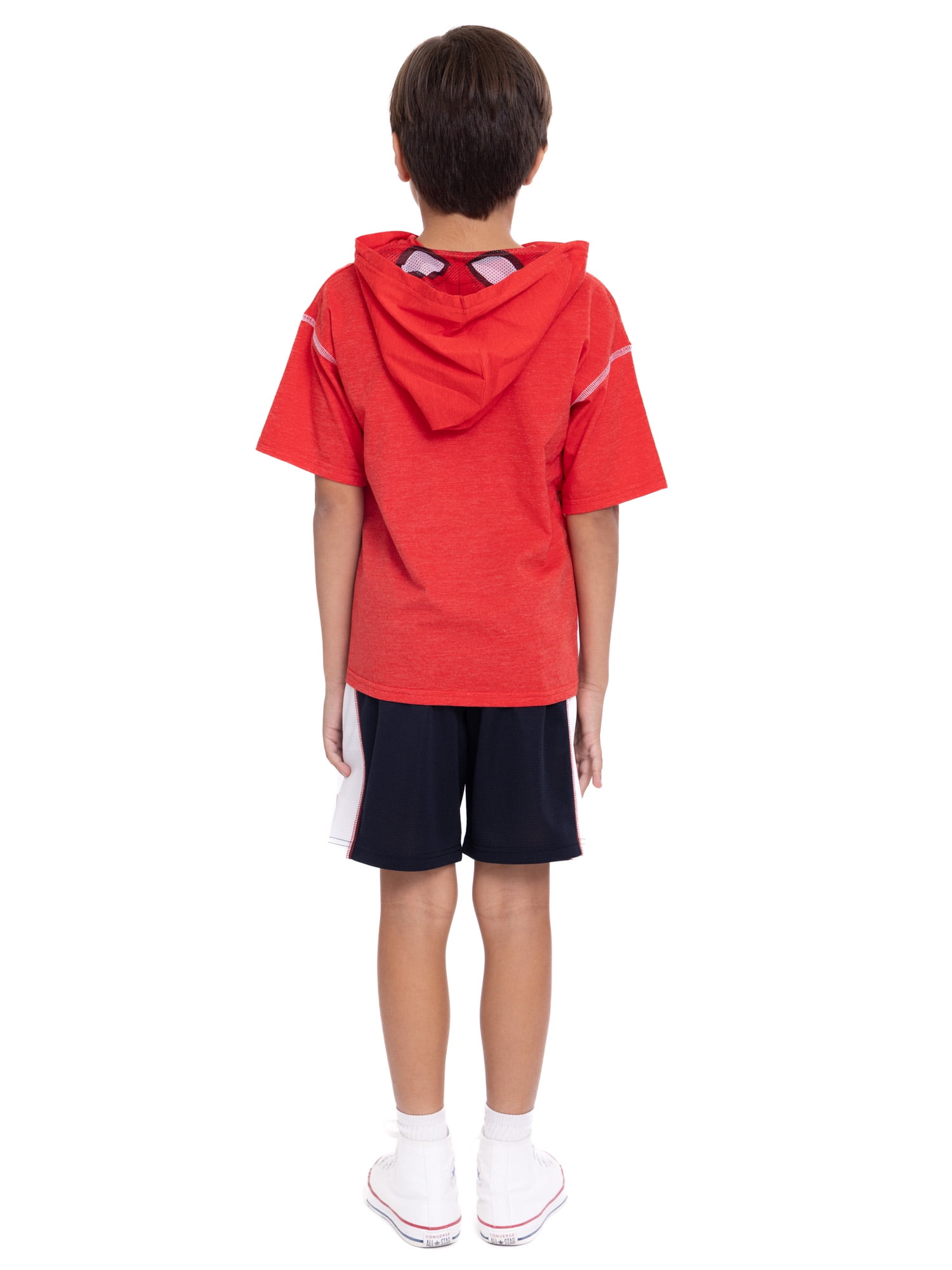 Spider-Man Boys Hooded Cosplay Tee and Shorts, 2 Piece Outfit Set, Sizes 4-10