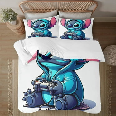 Stitch Room Decor Bedding Set with Sheets And Pillow 3 Piece Bedding Super Soft Fade Resistant Microfiber Cotton Flannel Bedding Set 90*90in