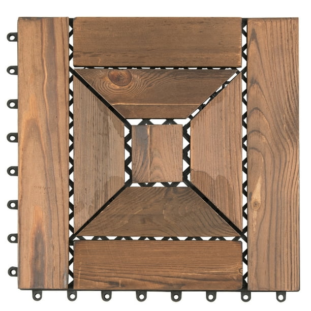 Topbuy 22 PCS 12'' x 12'' Interlocking Wood Tiles Patio Pavers Floor