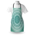 thumbnail image 3 of Teal Ombre Apron Mandala Pattern Boho Style Floral Dots and Stripes with Petals Ethnic Print, Unisex Kitchen Bib Apron with Adjustable Neck for Cooking Baking Gardening, Teal and White, by Ambesonne, 3 of 3