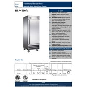 Heavy Duty Commercial 23 cu ft Solid Door Stainless Steel Upright Reach-in Freezer (1 Door)