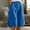 Blue, variant on USSUMA High Waisted Shorts Women Solid Color Pull-on with Button And Pocket Elastic Waist Wide Leg Casual BreAthable Short Pants Half Shorts Linen Tailored Fit Shorts for Running Errands. Black L