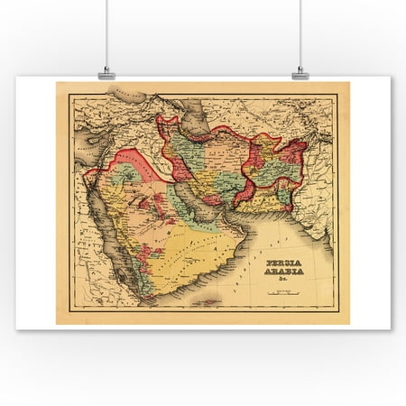 Map Of Perugia Middle East Persia, Arabia - (1855) - Panoramic Map (9x12 Art Print, Wall Decor Travel Poster) ()